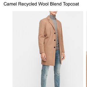 Water-resistant wool blend topcoat “trench coat”